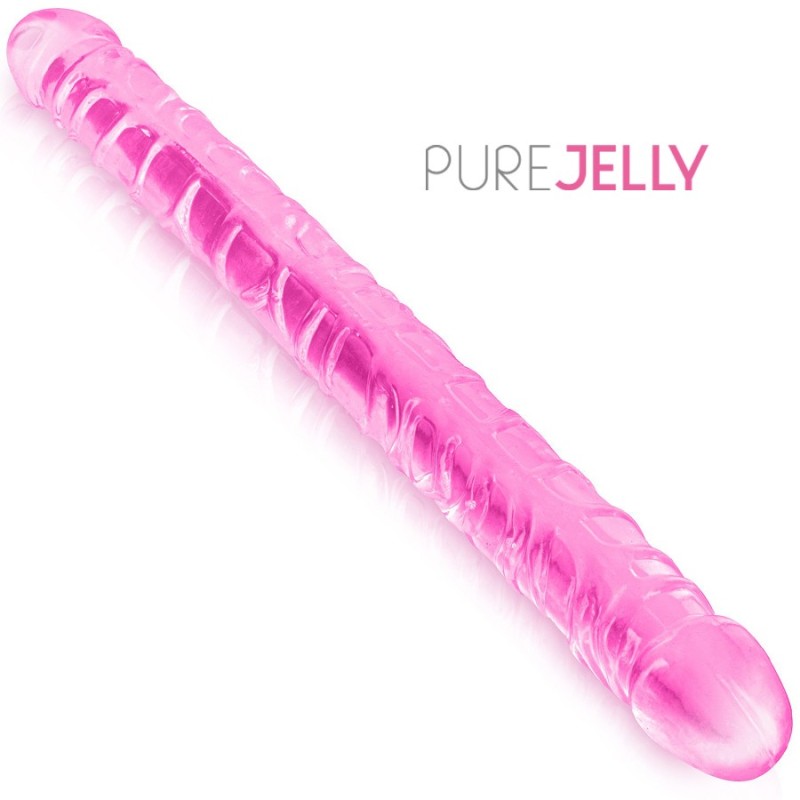 PURE JELLY DOUBLE DONG TRANSPARENT ROSE 44 CM