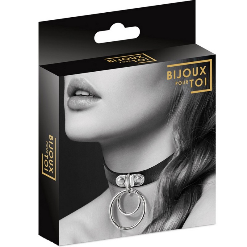 COLLIER CUIR NOIR DOUBLE CERCLE DE "BIJOUX POUR TOI"