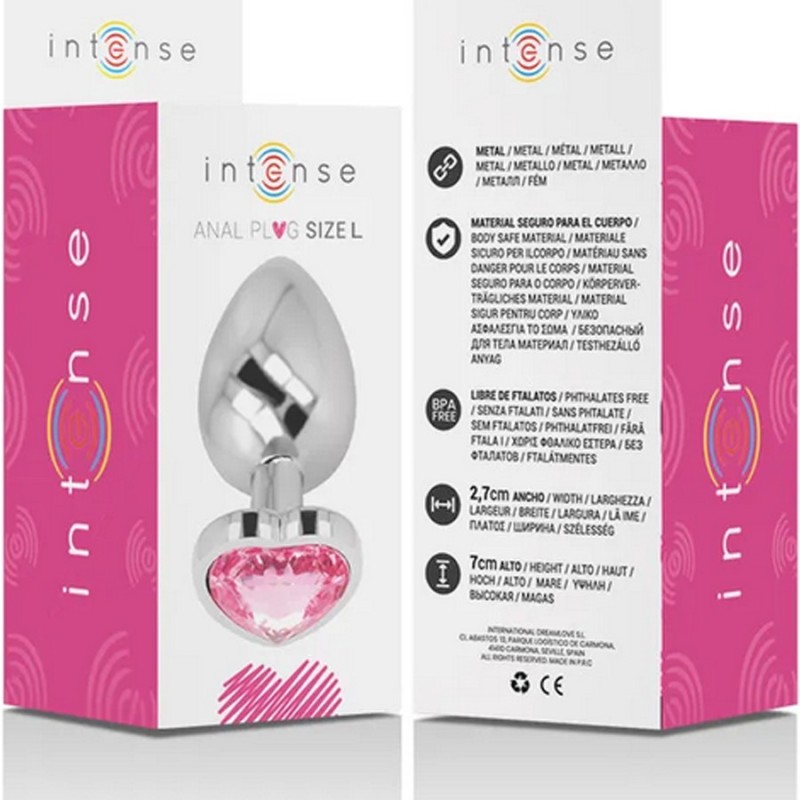 PLUG ANAL ARGENTE COEUR ROSE TAILLE L DE "INTENSE"