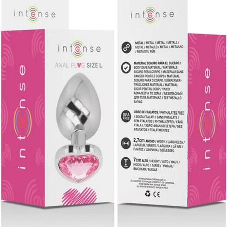 PLUG ANAL ARGENTE COEUR ROSE TAILLE L DE "INTENSE"