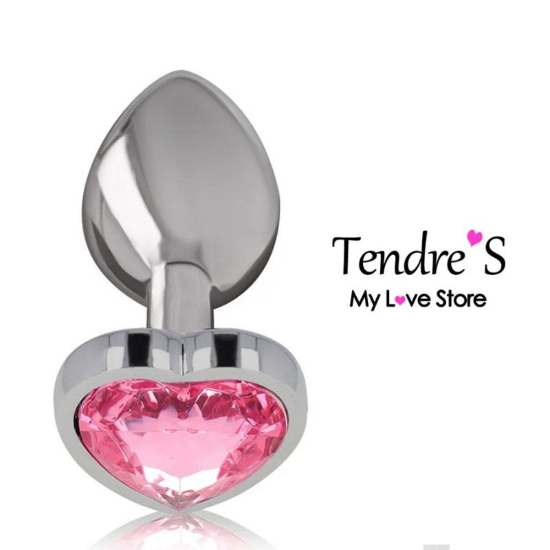PLUG ANAL ARGENTE COEUR ROSE TAILLE L DE "INTENSE"