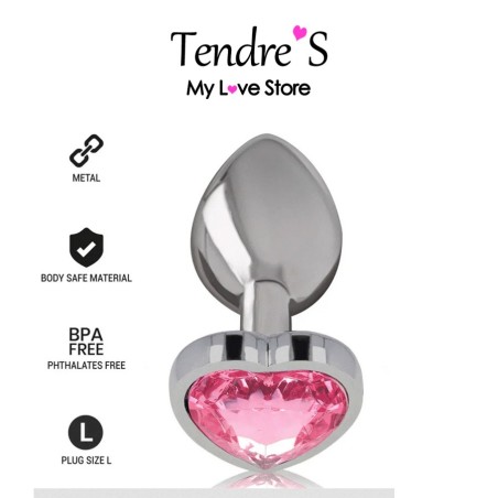Plugs & Chapelets Anals PLUG ANAL ARGENTE COEUR ROSE TAILLE L DE INTENSE