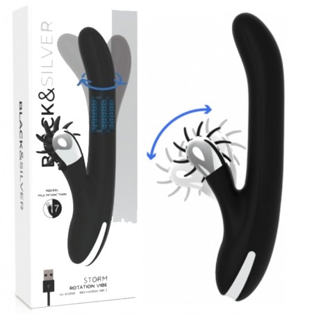 RABBIT BUNNY SQUEEL STORM BLACK SILVER MULTIFUNCTION ROTATION