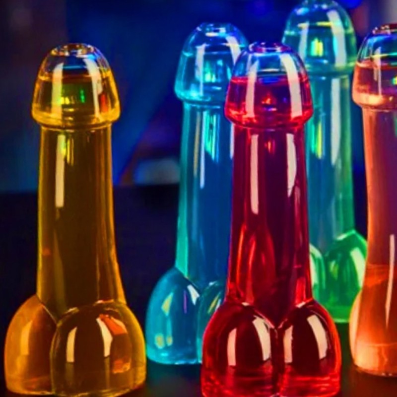 VERRE PENNIS SHOOTER NEON TRANSPARENT EN FORME DE SEXE