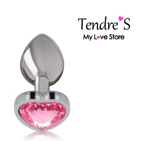 PLUG ANAL ARGENTE COEUR ROSE TAILLE S DE "INTENSE"