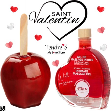 Bien Etre GEL DE MASSAGE INTIME GOURMAND POMME D AMOUR ET CHAUFFANT DE EXSENS