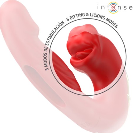 Love toys RABBIT ROUGE NATHY AVEC BOUCHE POUR CLITORIS DE INTENSE