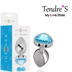 PLUG ANAL ARGENTE COEUR BLEU TAILLE S DE INTENSE