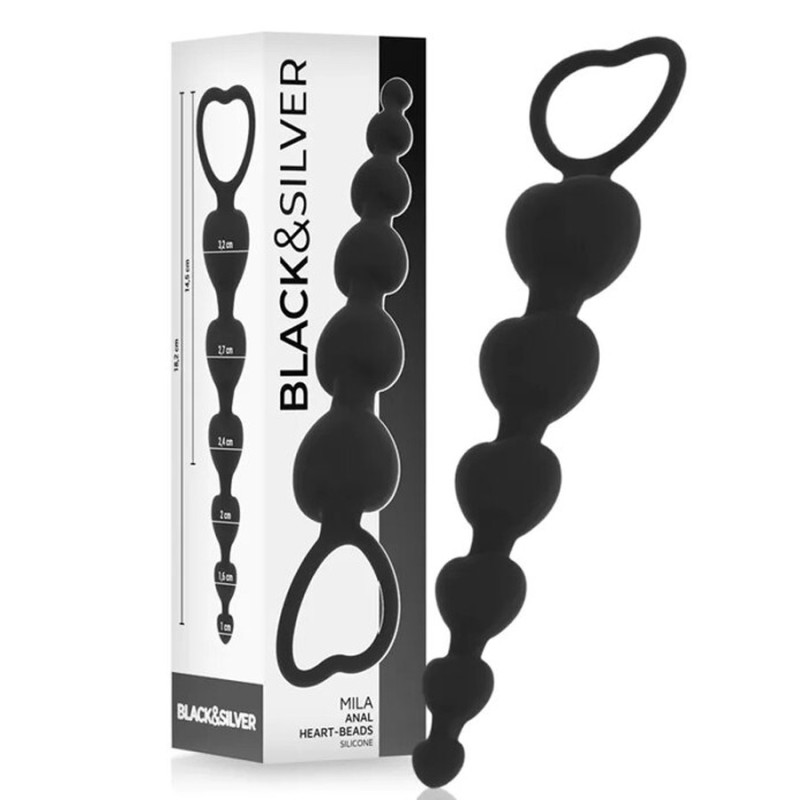 Plugs & Chapelets Anals CHAINE / CHAPELET ANAL MILA 18 CM DE BLACK & SILVER