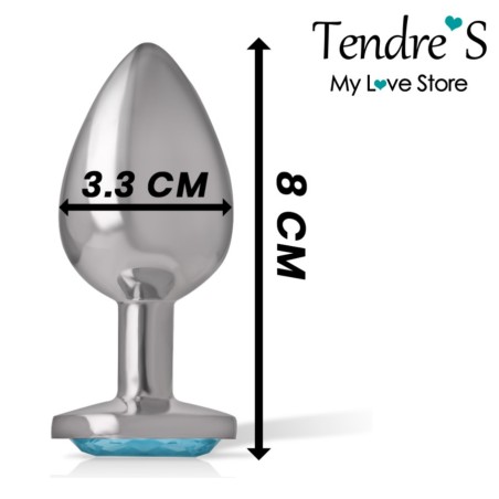 PLUG ANAL ARGENTE BIJOU BLEU TAILLE M DE INTENSE