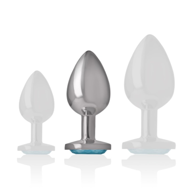 Plugs & Chapelets Anals PLUG ANAL ARGENTE BIJOU BLEU TAILLE M DE INTENSE