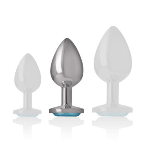 Plugs & Chapelets Anals PLUG ANAL ARGENTE BIJOU BLEU TAILLE M DE INTENSE