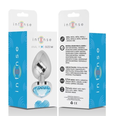 Plugs & Chapelets Anals PLUG ANAL ARGENTE COEUR BLEU TAILLE M DE INTENSE