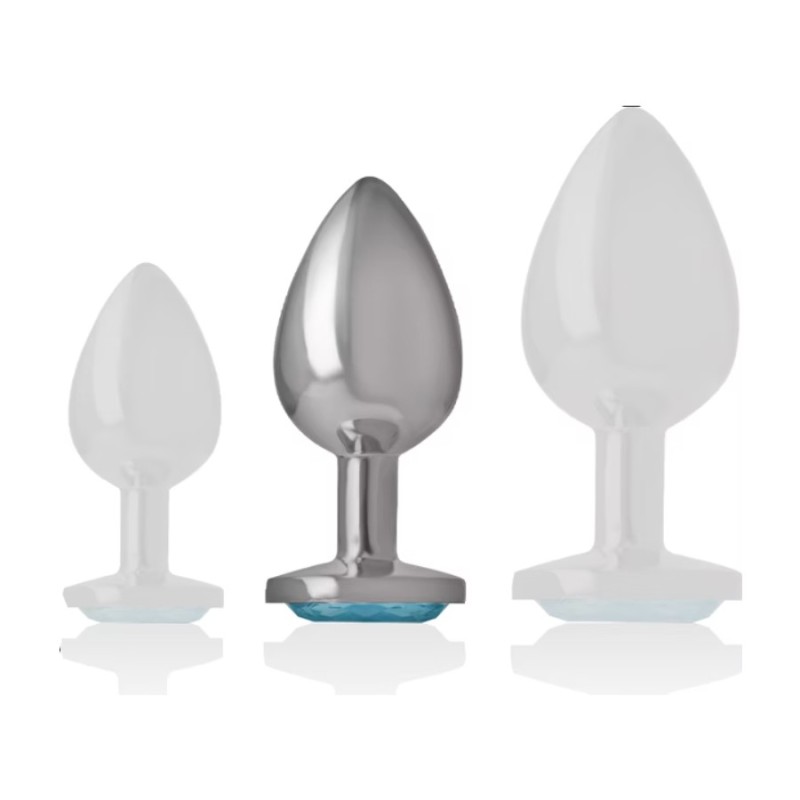 Plugs & Chapelets Anals PLUG ANAL ARGENTE COEUR BLEU TAILLE M DE INTENSE