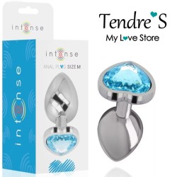 Plugs & Chapelets Anals PLUG ANAL ARGENTE COEUR BLEU TAILLE M DE INTENSE
