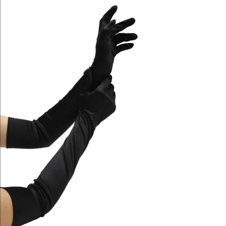 GANTS LONGS NOIRS D OPERA EN SATIN DE BACI