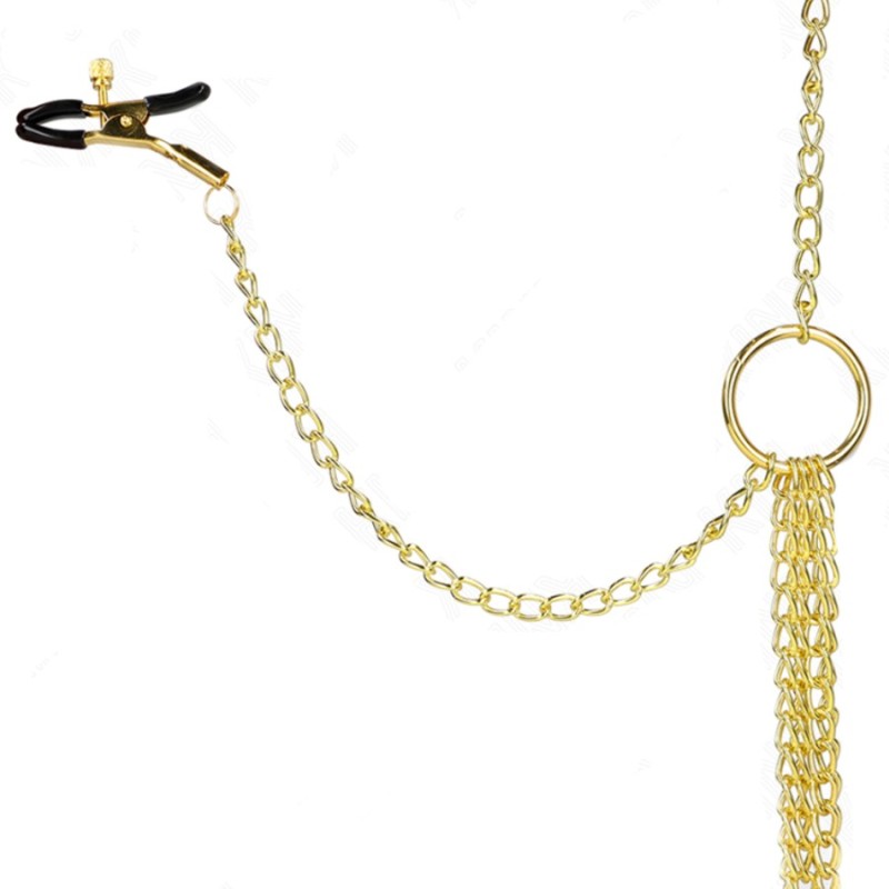Accessoires 4 PINCES ET CHAINES DOREES A SEINS CLITORIS DE KINK