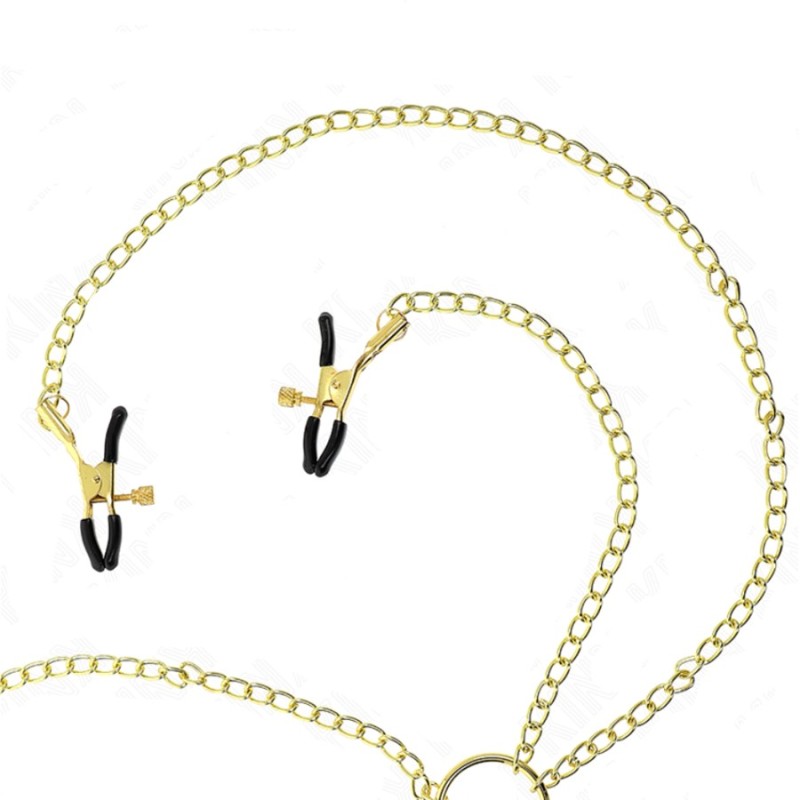 Accessoires 4 PINCES ET CHAINES DOREES A SEINS CLITORIS DE KINK