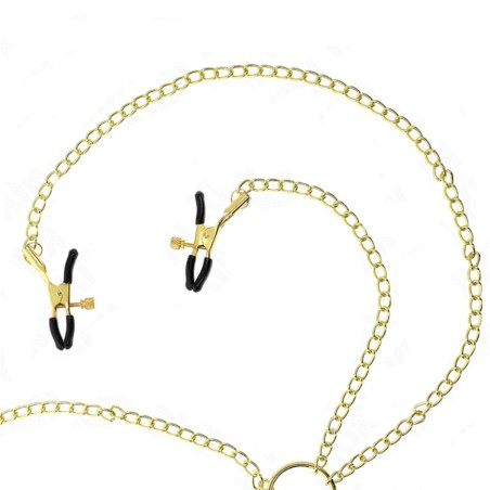 Accessoires 4 PINCES ET CHAINES DOREES A SEINS CLITORIS DE KINK