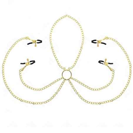 Accessoires 4 PINCES ET CHAINES DOREES A SEINS CLITORIS DE KINK