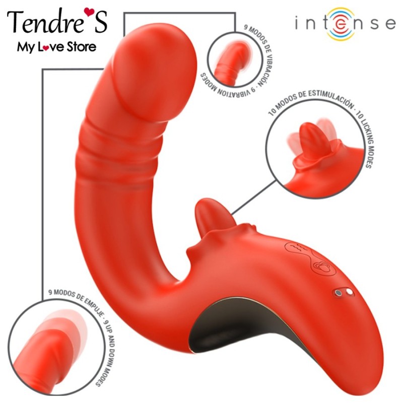 Love toys RABBIT ROUGE PAULINA EN U AVEC VA ET VIENTS VIBRATIONS ET LANGUE DE INTENSE