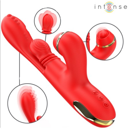 RABBIT ROUGE KATHY VA ET VIENTS VIBRATIONS ET ASPIRATION AVEC EMBOUTS DE INTENSE