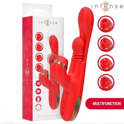 Love toys RABBIT ROUGE KATY VA ET VIENTS VIBRATIONS ET ASPIRATION AVEC EMBOUTS DE INTENSE