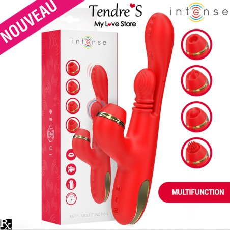 RABBIT ROUGE KATHY VA ET VIENTS VIBRATIONS ET ASPIRATION AVEC EMBOUTS DE INTENSE