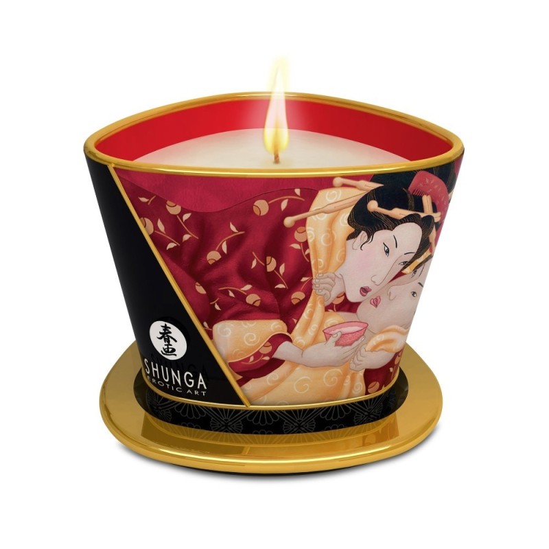 BOUGIE DE MASSAGES SHUNGA parfum vin petillant a la fraise