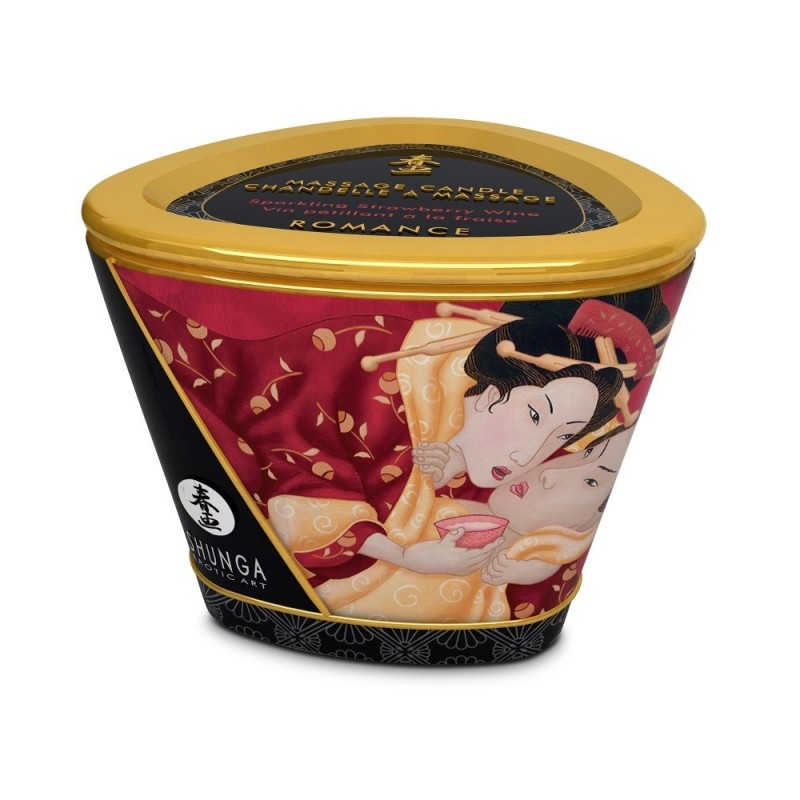 BOUGIE DE MASSAGES SHUNGA parfum vin petillant a la fraise