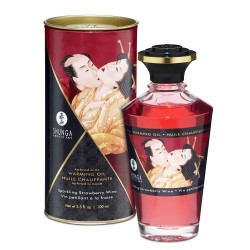 HUILE DE MASSAGE COMESTIBLE SHUNGA  saveur vin petillant a la fraise